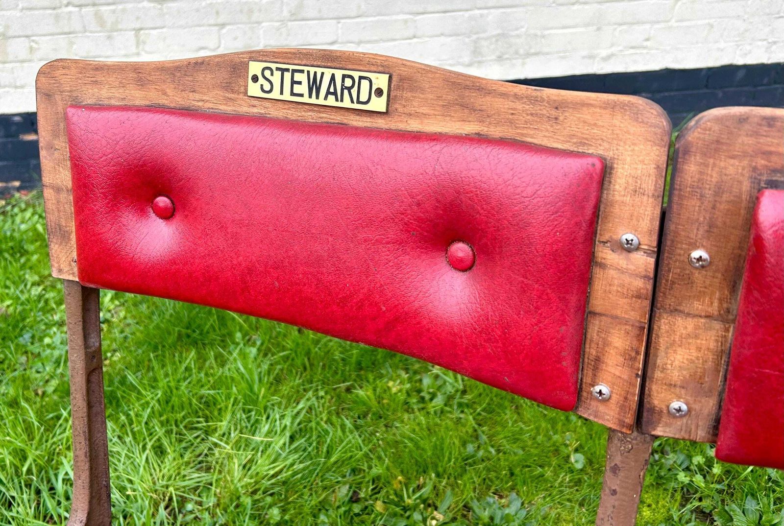 Vintage Two Seater Folding Theatre Cinema Chairs Antique Industrial Retro Hall Hallway Opera Stacking Art Deco photo Furniture