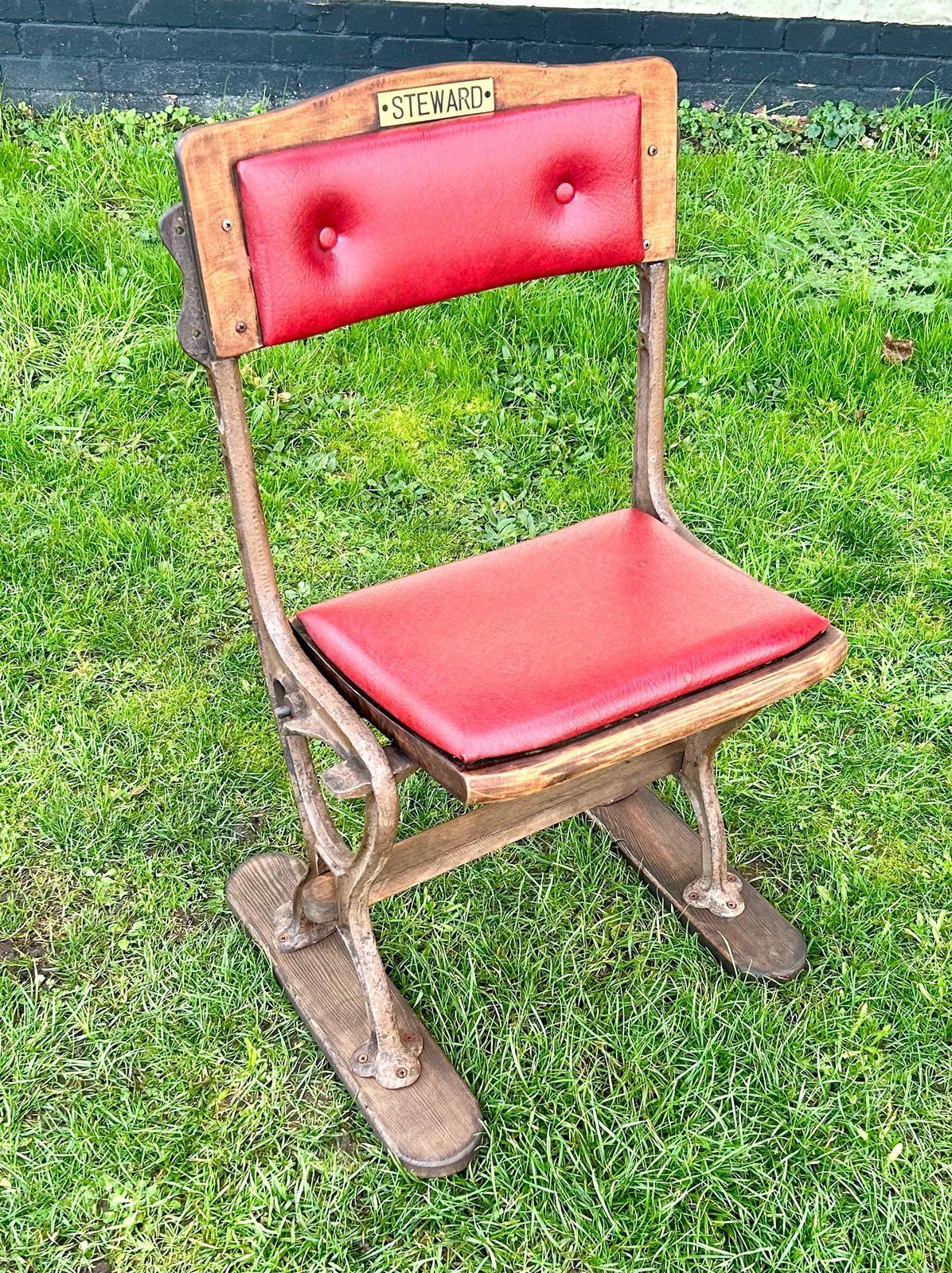 Vintage One Seater Folding Theatre Cinema Chairs Antique Industrial Retro Hall Hallway Opera Stacking Art Deco photo furniture
