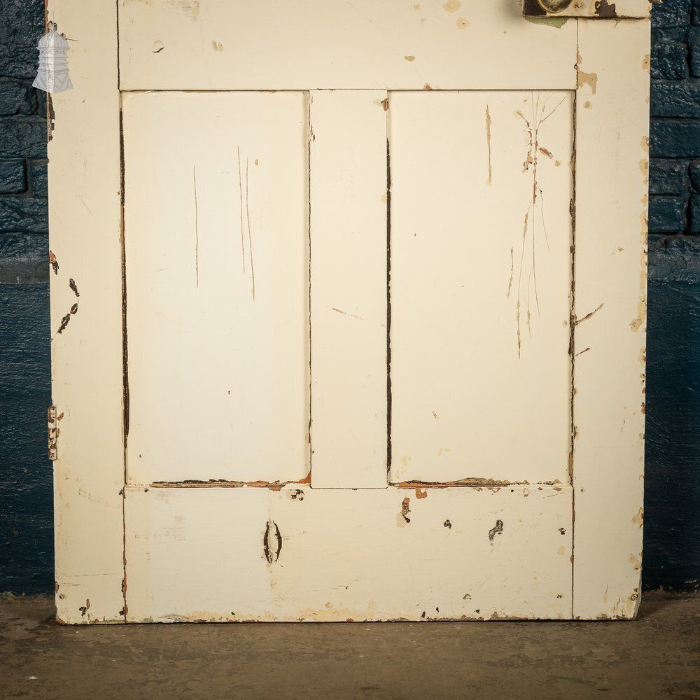 Four Panel Door, White And Orange Distressed Paint photo Home Fixtures