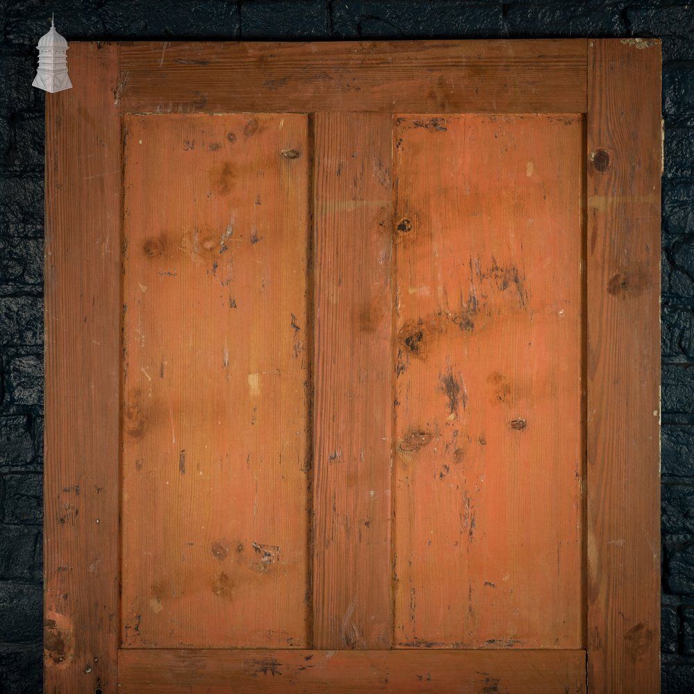 photo for sale Four Panel Door, White And Orange Distressed Paint