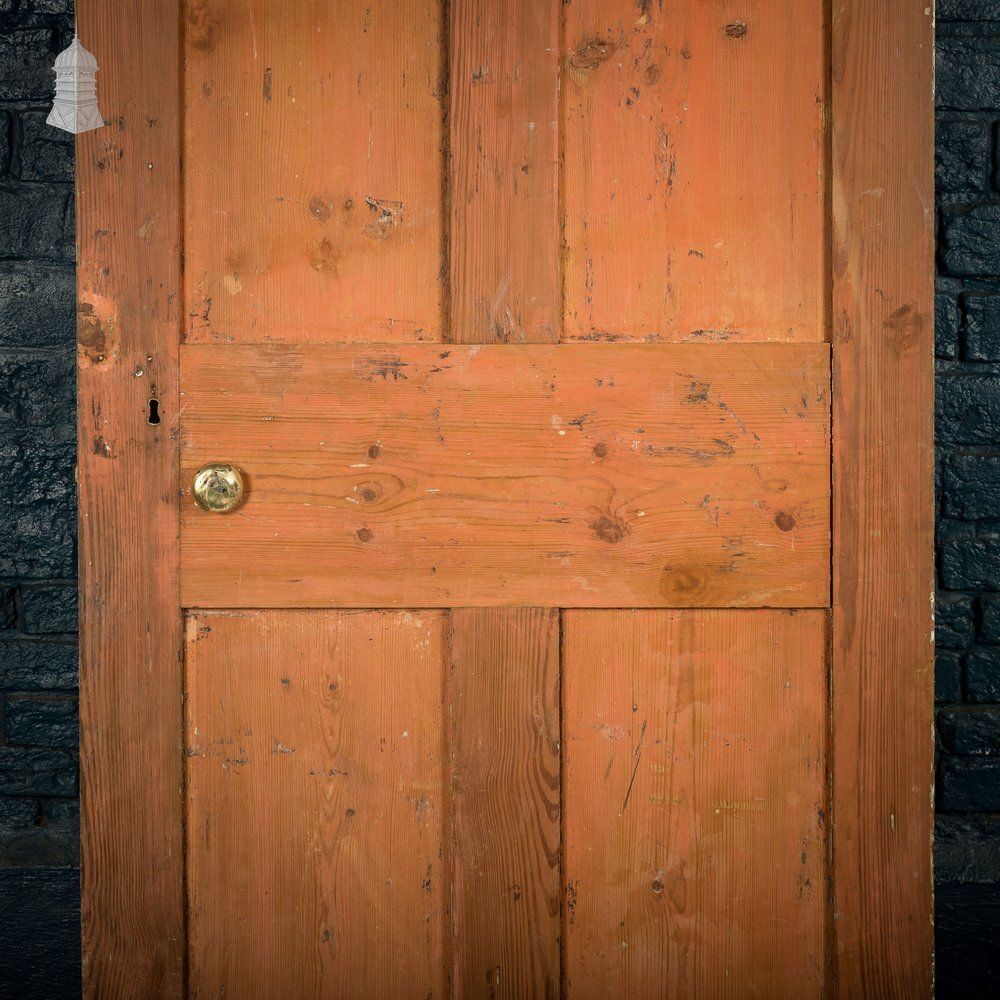 Home Fixtures Four Panel Door, White And Orange Distressed Paint photo