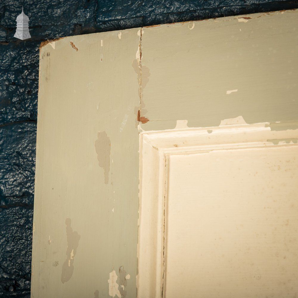 Six Panel Door, White And Green Distressed Paint photo vintage