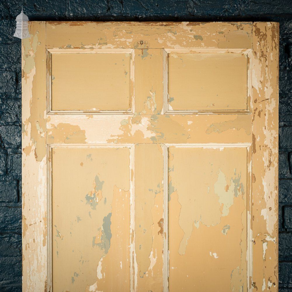 Moulded Panel Door, 6 Panels, Distressed Cream Paint photo furniture