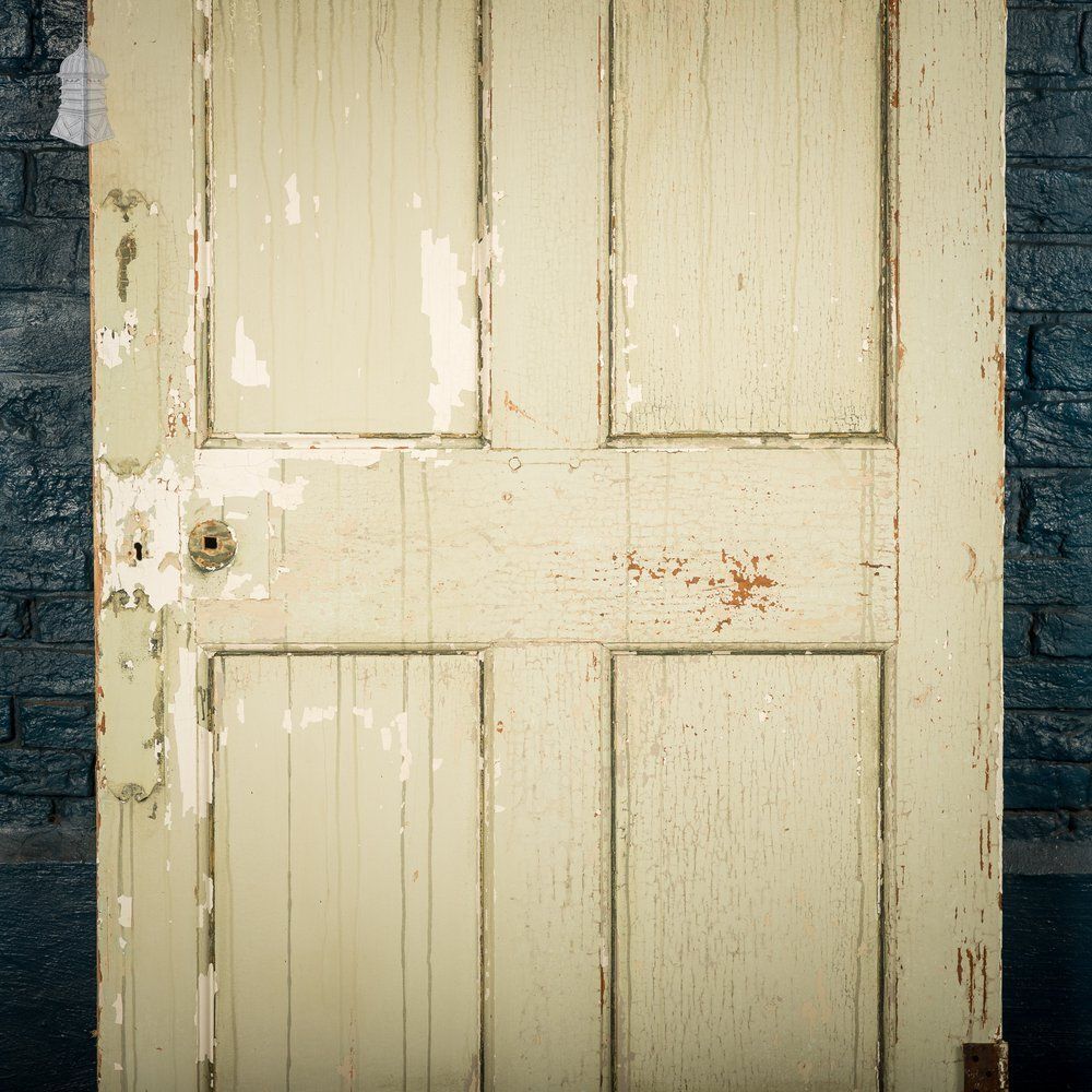 Six Panel Door, Green And White Distressed Paint photo furniture