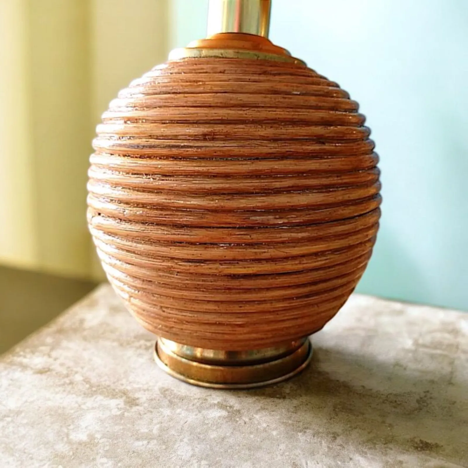 Pair  Of 1970's Pencil Reed Table Lamps photo for sale