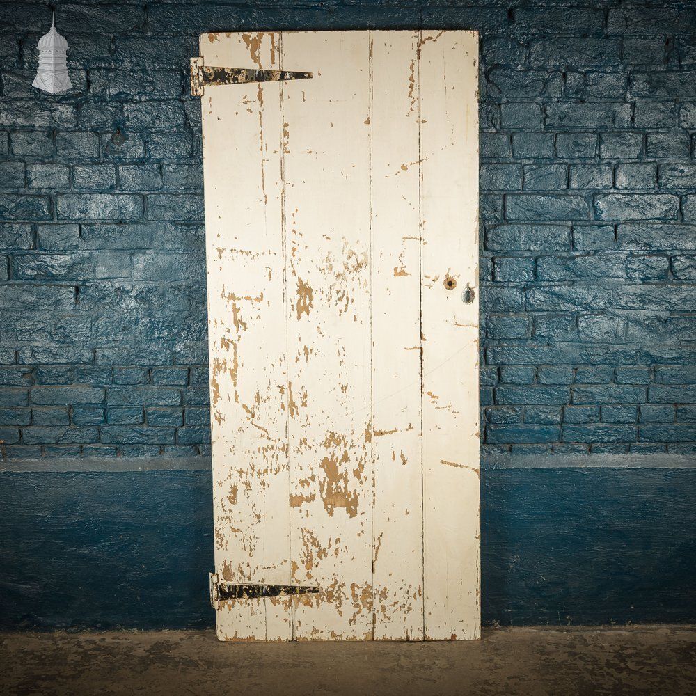 Ledged Cottage Door, Distressed White Paint