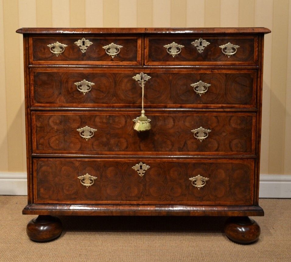 Fine Oyster Veneered Chest Of Drawers photo furniture