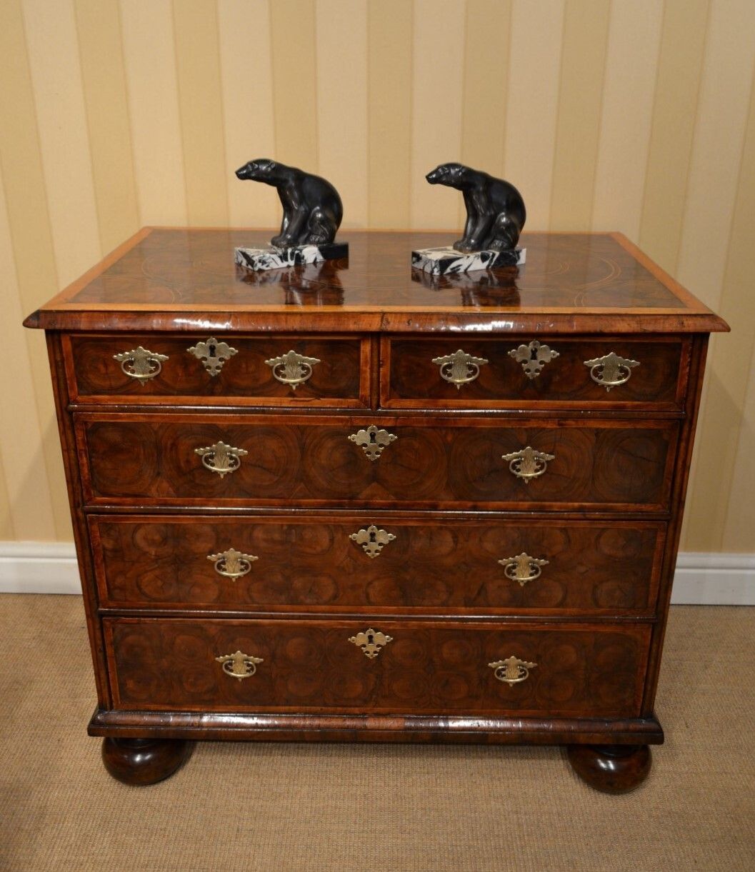 Fine Oyster Veneered Chest Of Drawers photo for sale