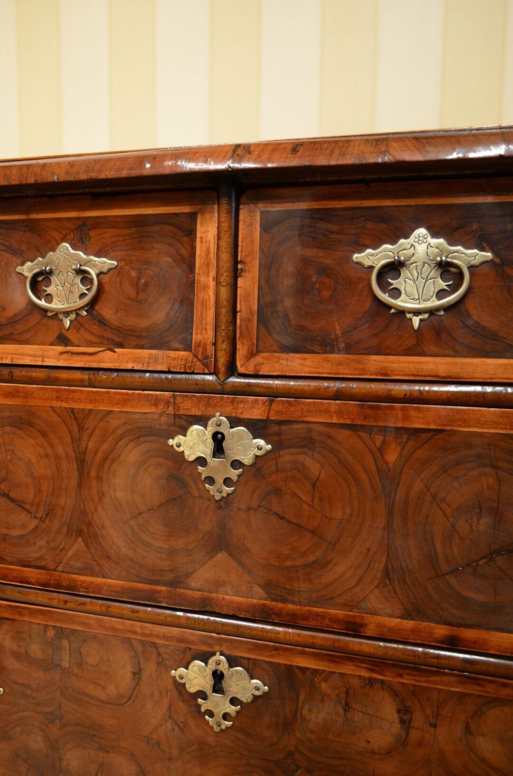Furniture Fine Oyster Veneered Chest Of Drawers photo