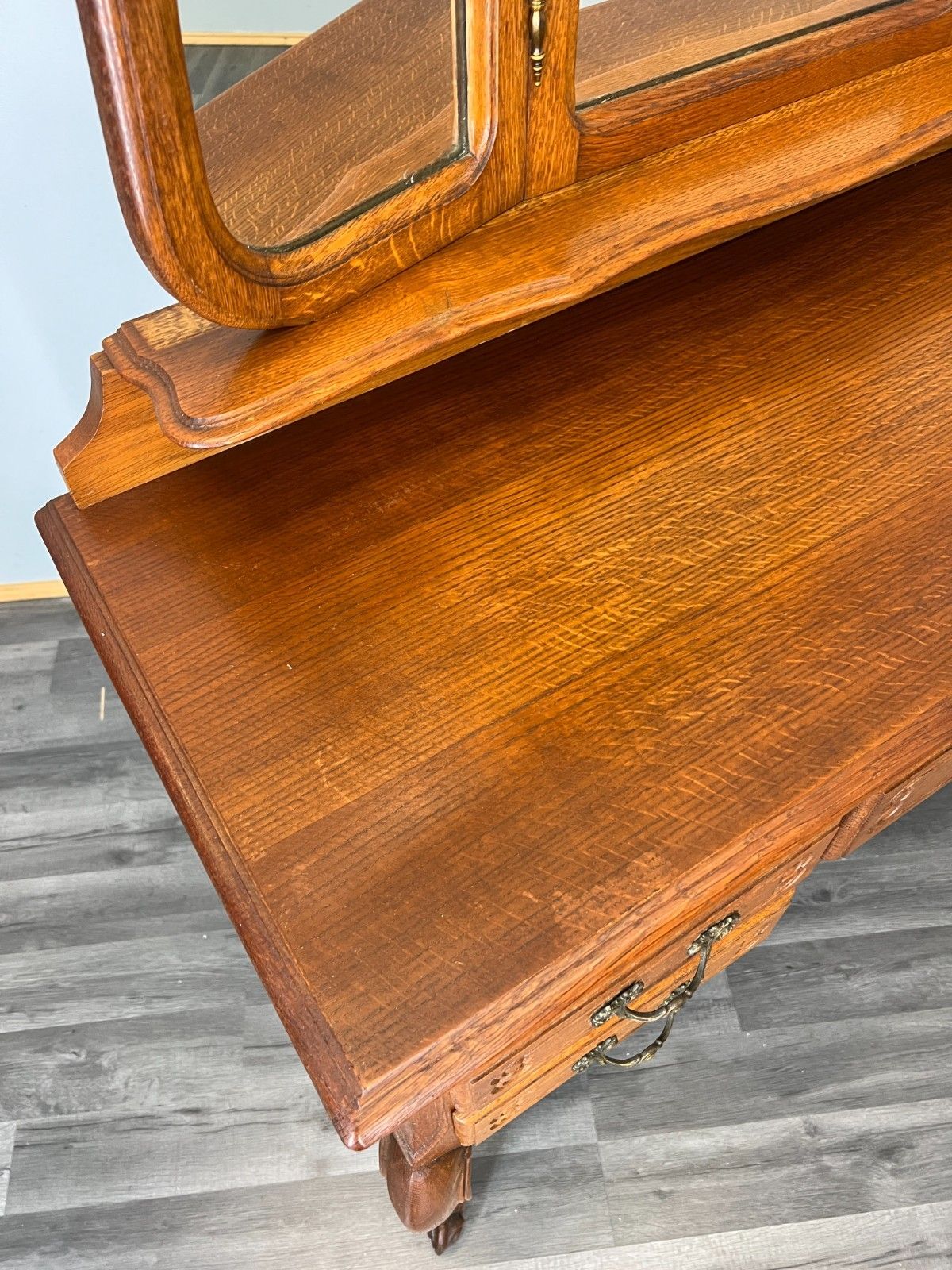 Vintage Dressing Table With Mirror French Oak Louis Vanity Table Makeup Lot 4559 photo Furniture