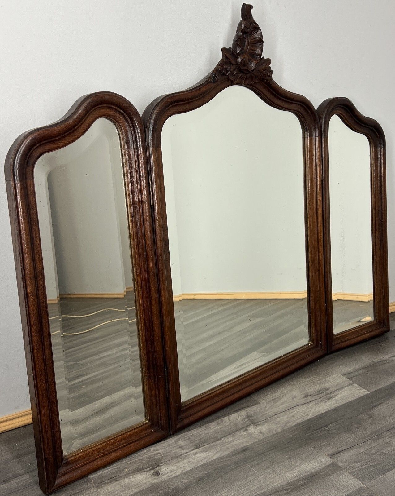 Antique French Rocaille Style Oak Carved Wall Mirror Wall Frame Lot 4574