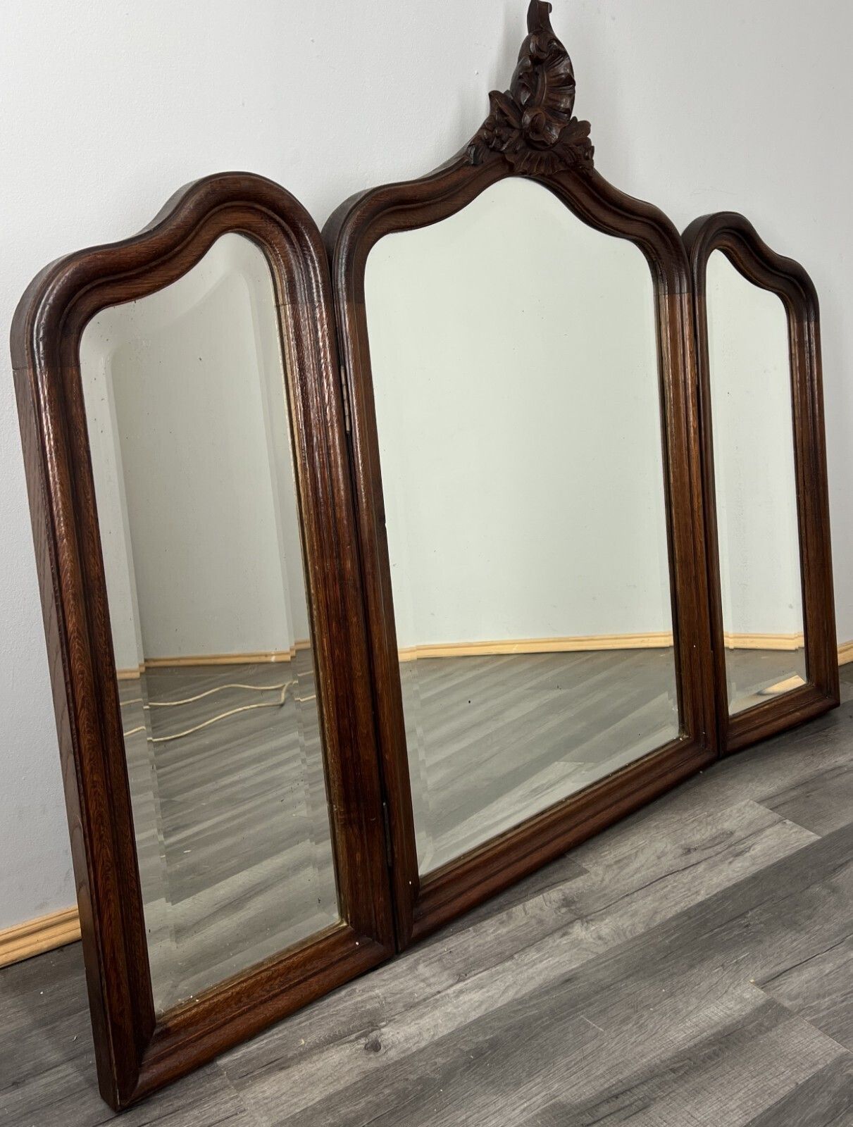 Antique French Rocaille Style Oak Carved Wall Mirror Wall Frame Lot 4574 photo vinterior