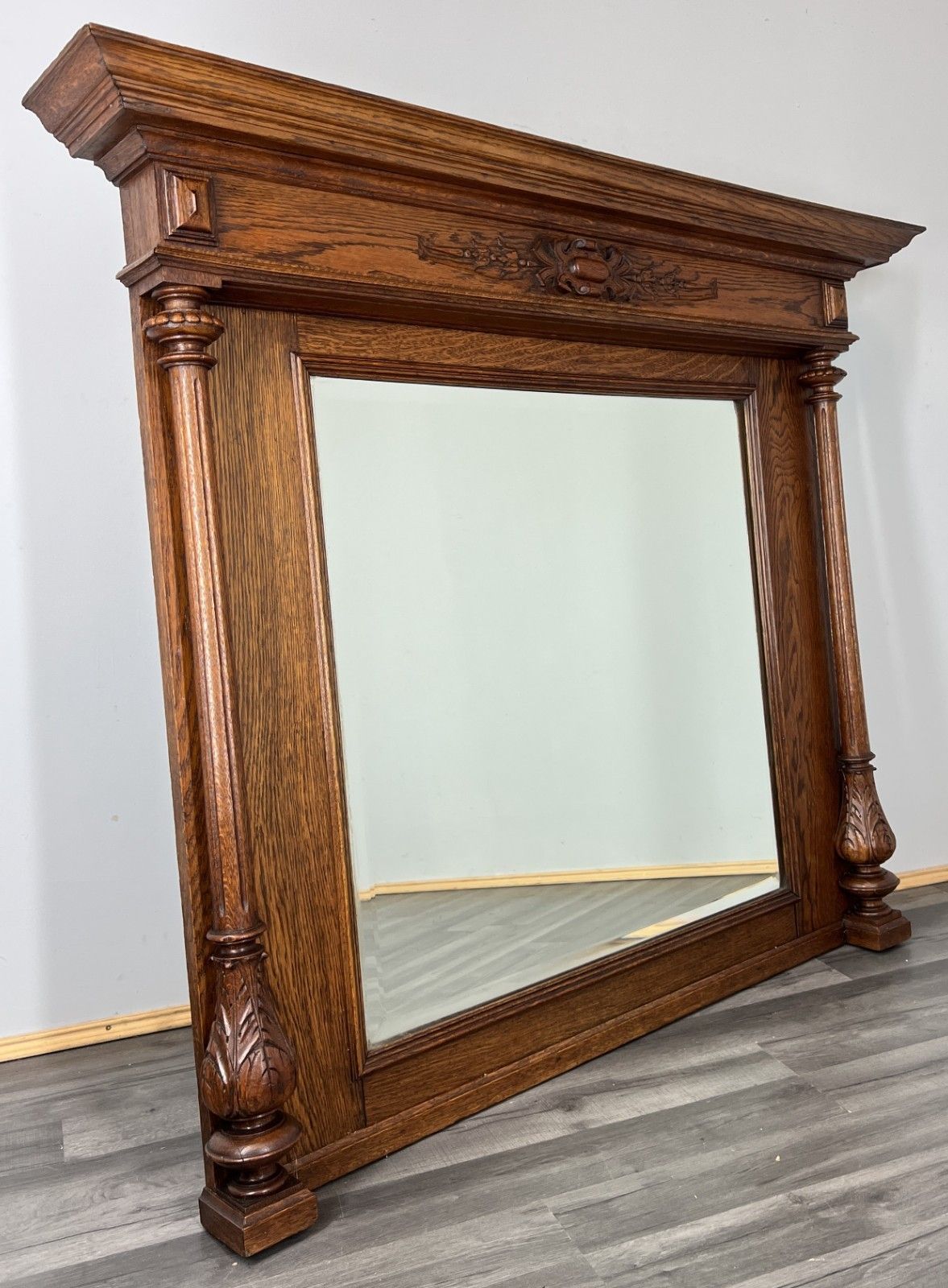 Antique French Style Carved Oak Wall Mirror Home Decor Wall Frame Lot 4551 photo vintage