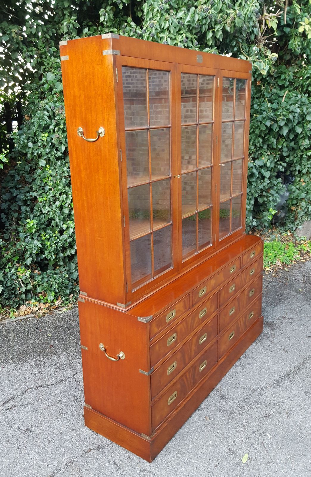 Mahogany Campaign Bookcase On Chest photo vintage