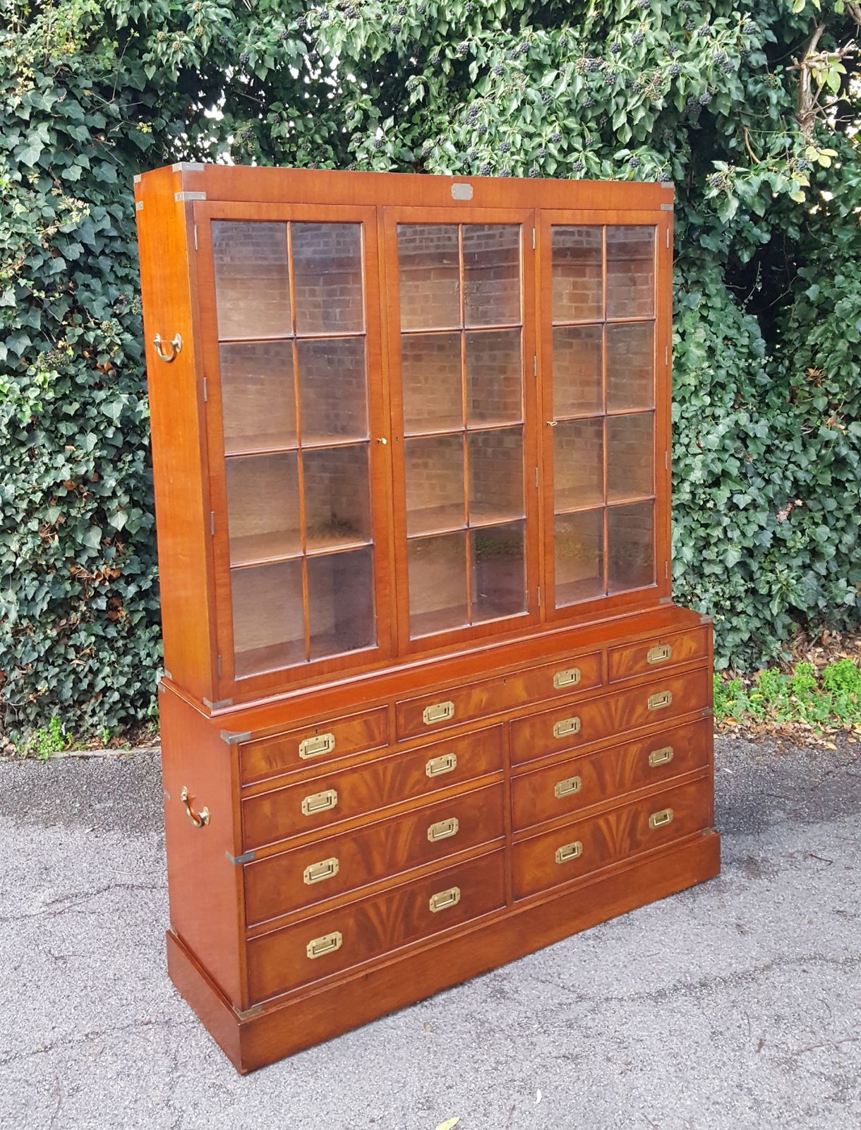 Mahogany Campaign Bookcase On Chest