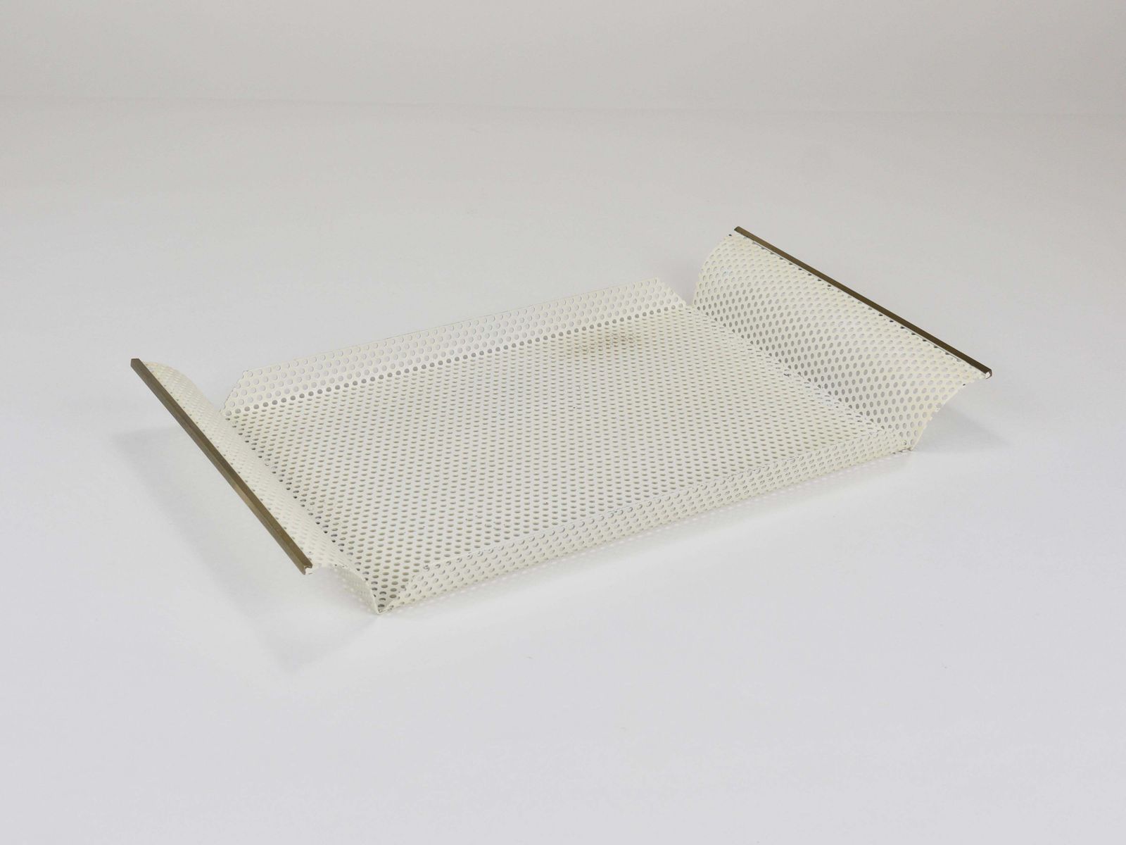 photo for sale Vereinigte Werkstätten Rigitulle Brass And Perforated Metal Tray, Germany, 1970s