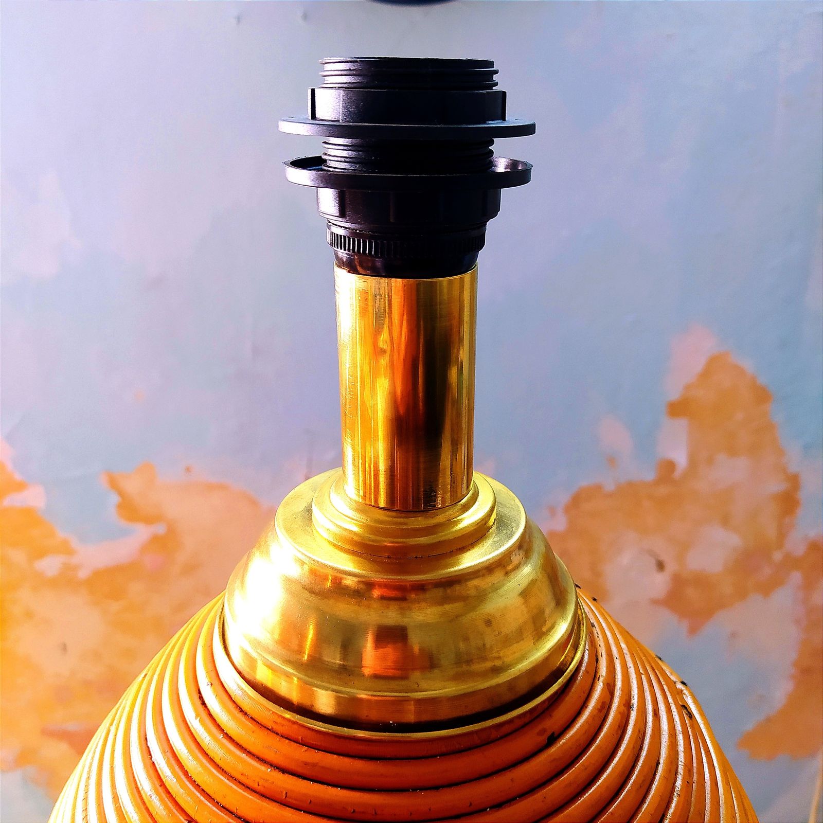 1960's Large Pencil Reed Table Lamp. photo furniture