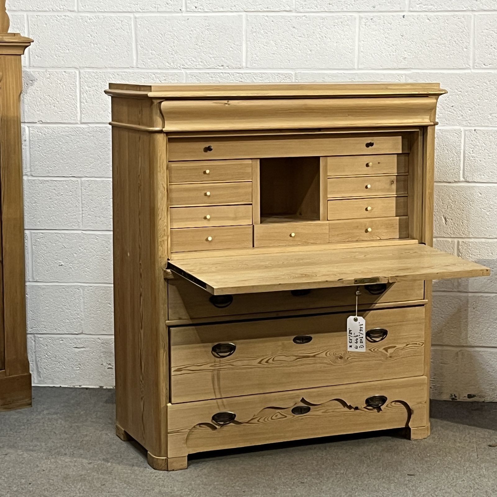1097.0 Antique Pine Secretaire/Bureau With Writing Slope And Drawers photo