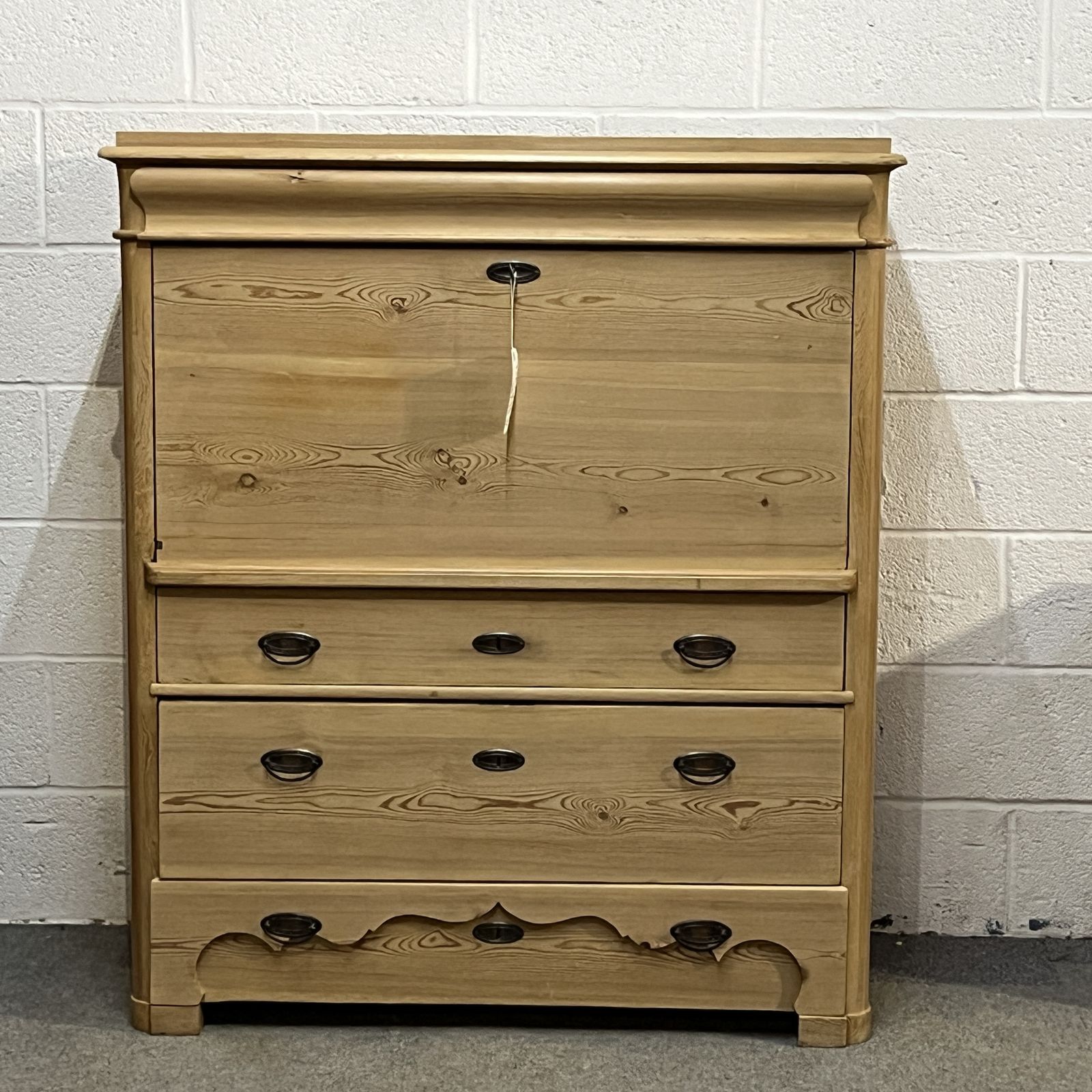 Antique Pine Secretaire/Bureau With Writing Slope And Drawers