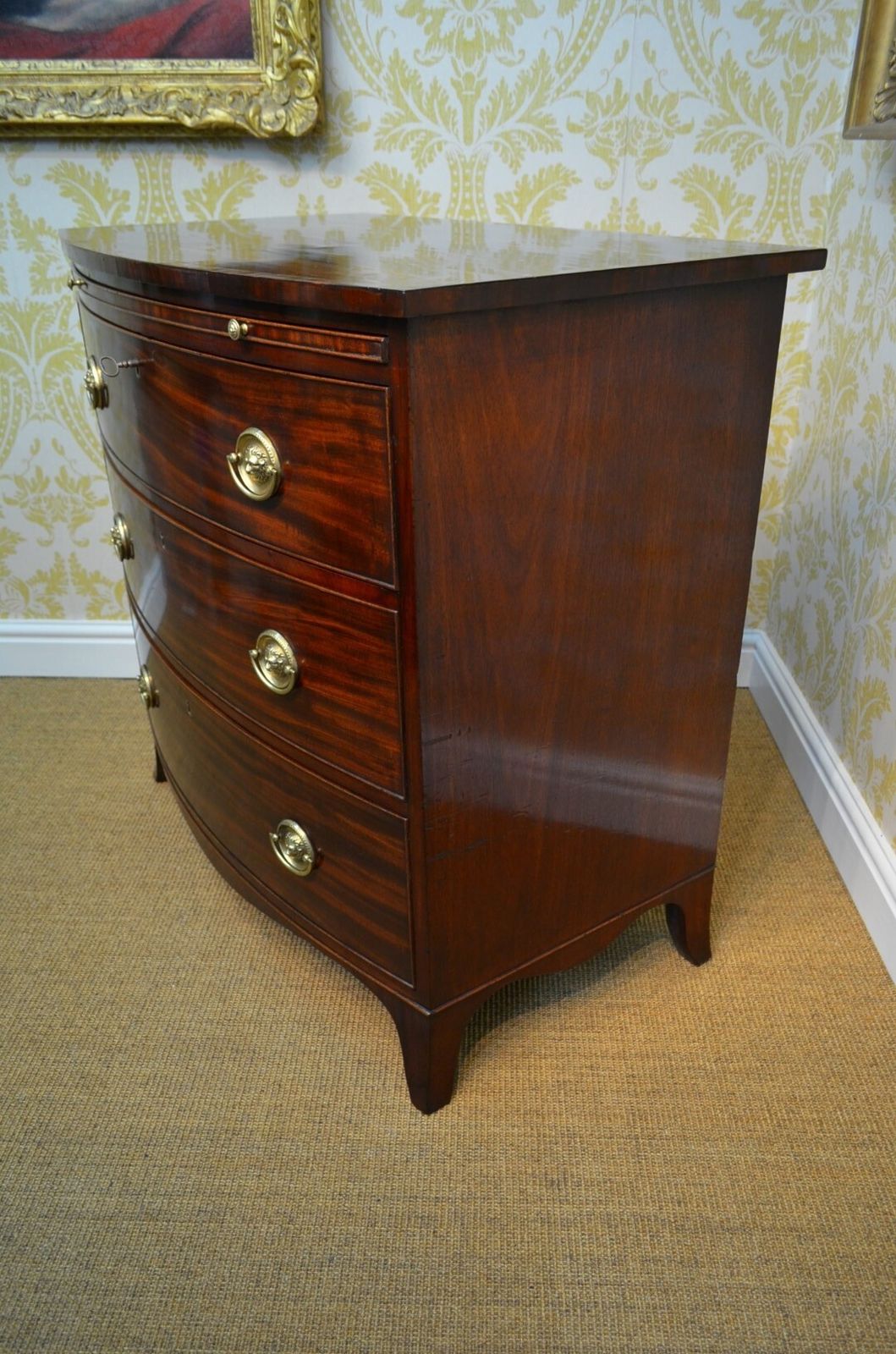 A Beautiful Regency Mahogany Bowfronted Chest Of Drawers photo buy