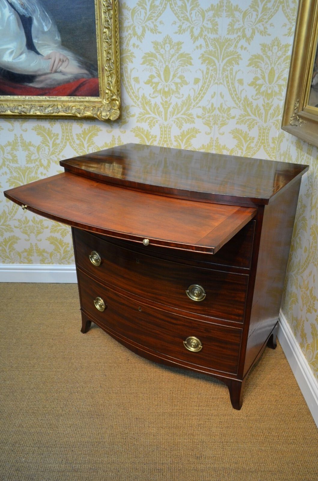 A Beautiful Regency Mahogany Bowfronted Chest Of Drawers photo vintage