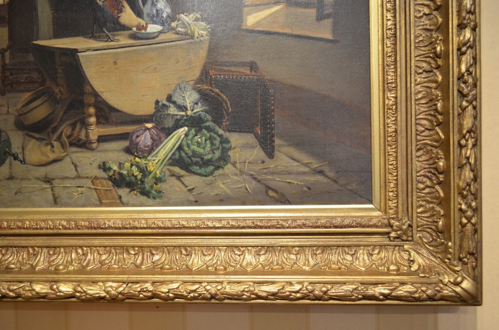 photo furniture 19th Century Oil Painting Of An Interior Scene.