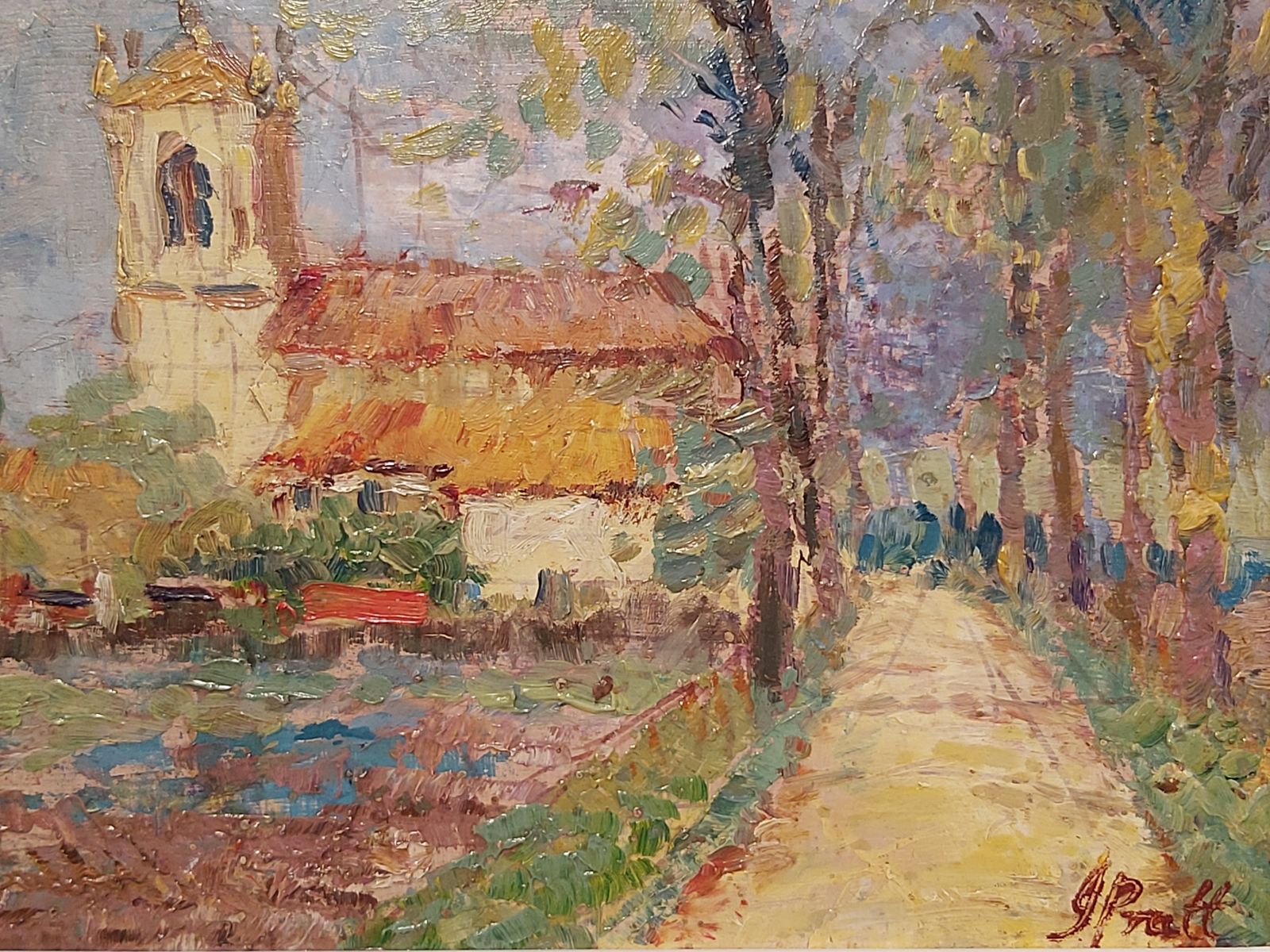 Jeffrey Pratt Painting   Lavender Fields With Church photo 2495.0