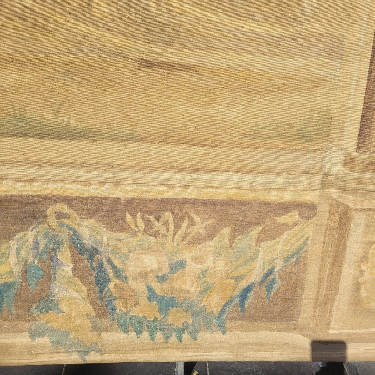 Art Large Painted Canvas, Figures At The Fountain, Late 19th Century photo