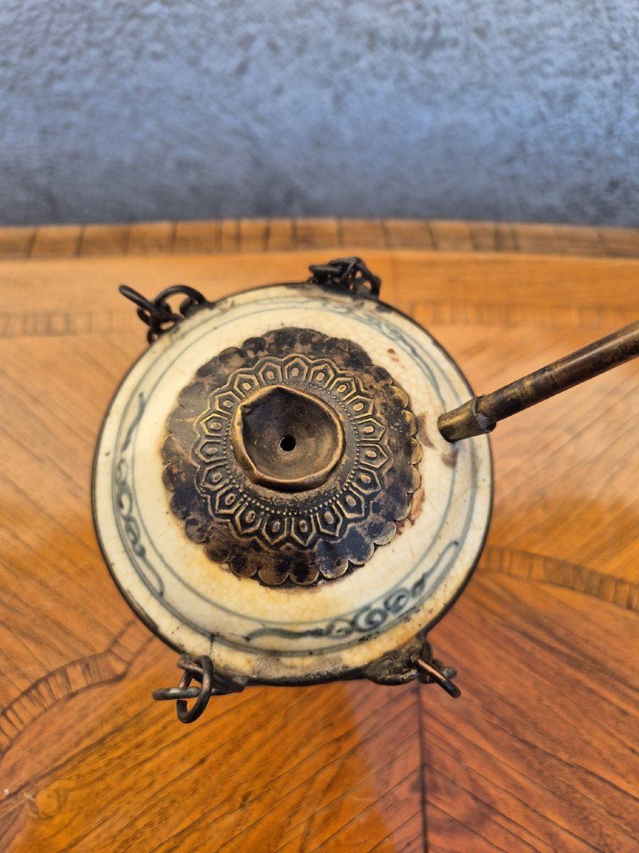 Water/Opium Pipe In "Hue Blue " Porcelain, Late 19th Century, Early 20th Century photo vinterior