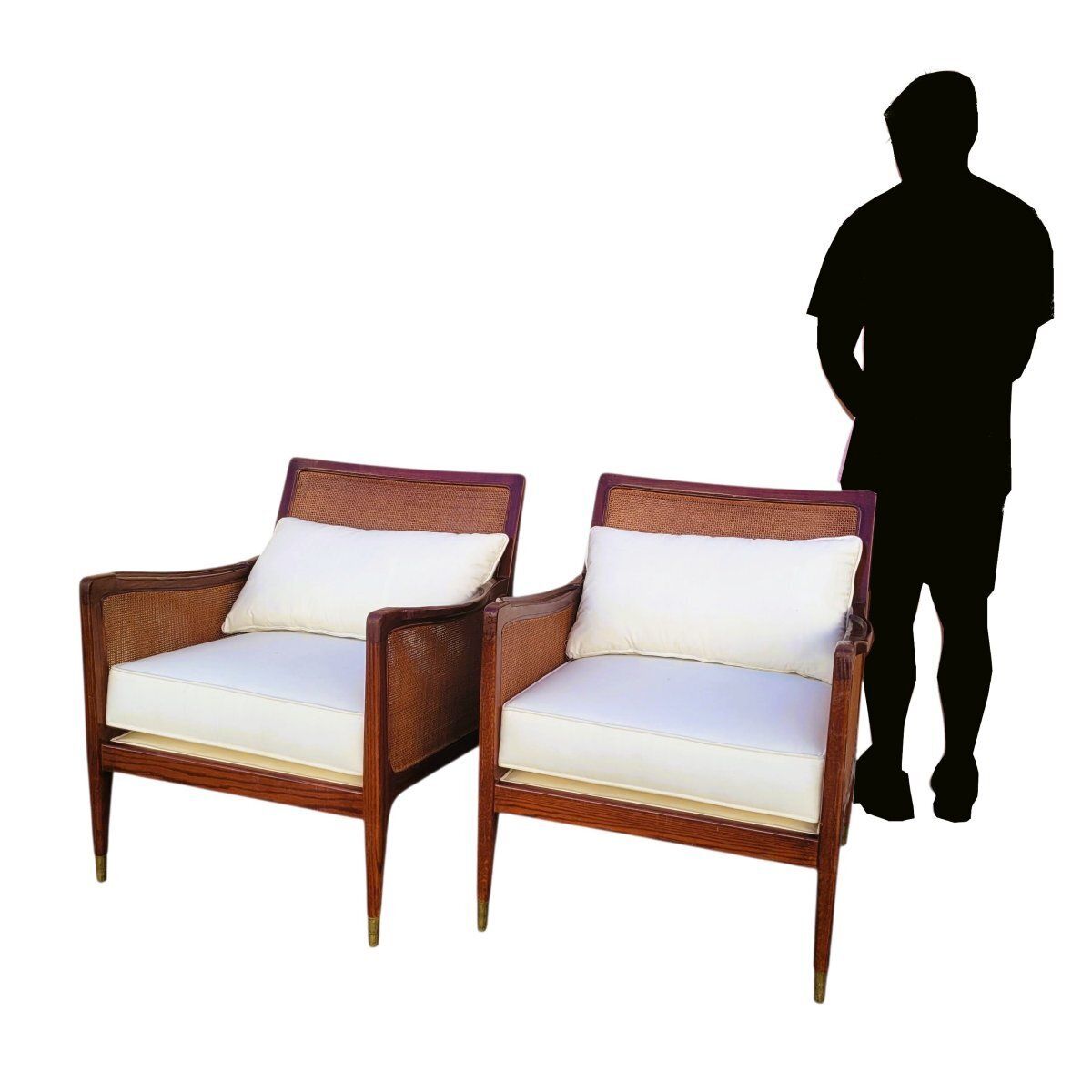 3800.0 Pair Of Wooden And Rattan Woven Armchairs, 20th Century photo