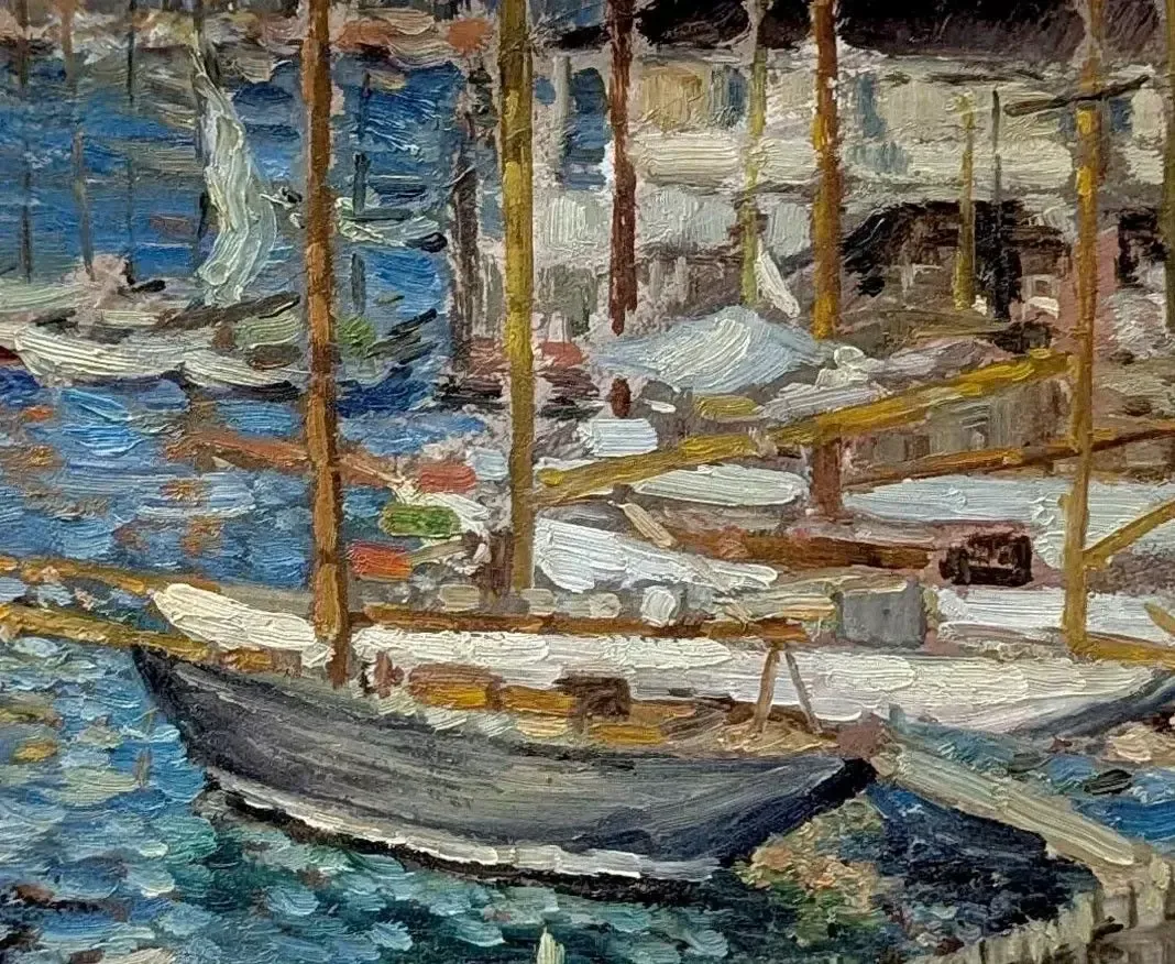 Oil On Panel, Port Of Marseille, By Horace Richebé photo for sale