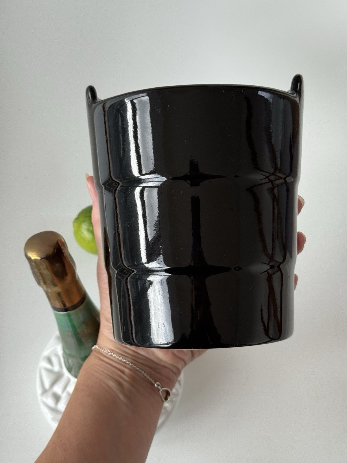 Vintage French Ceramic Trompe L'oeil Champagne Ice Cube Bucket 1970’s photo for sale