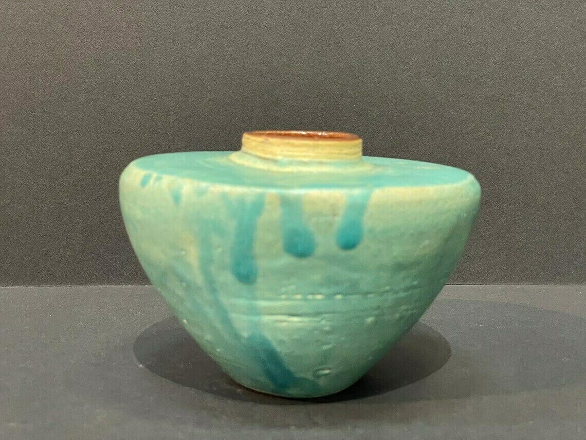 Small Turquoise, Elegant Studio Ceramics, Vase From West German Art Ceramics, 1960 photo furniture