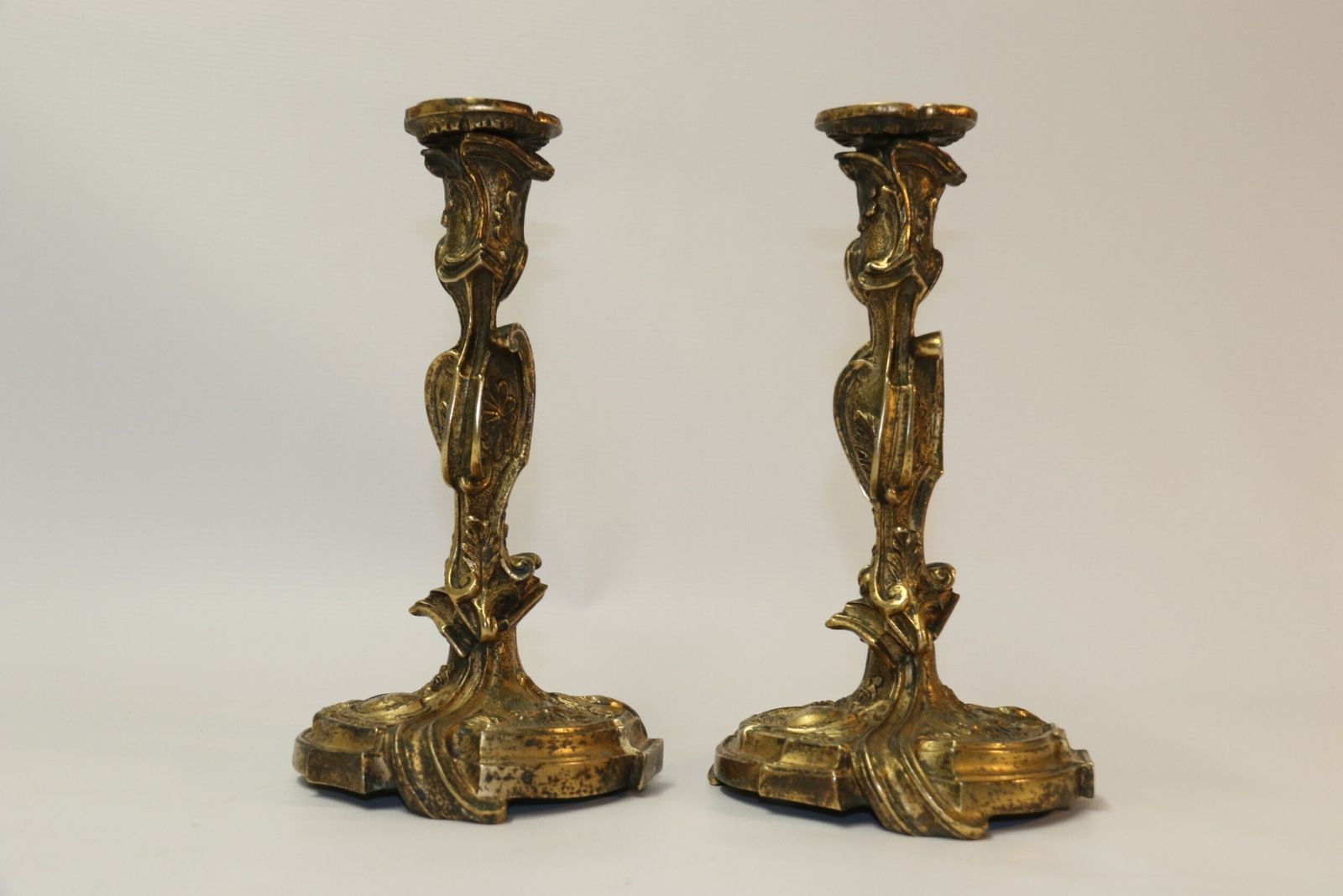 A Rare Pair Of 18th Century French Gilt Bronze Candlesticks photo furniture