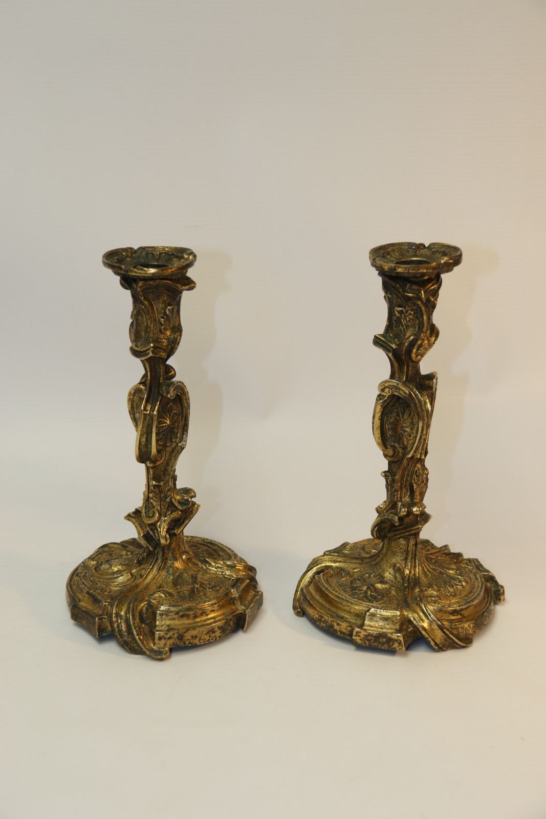 photo for sale A Rare Pair Of 18th Century French Gilt Bronze Candlesticks