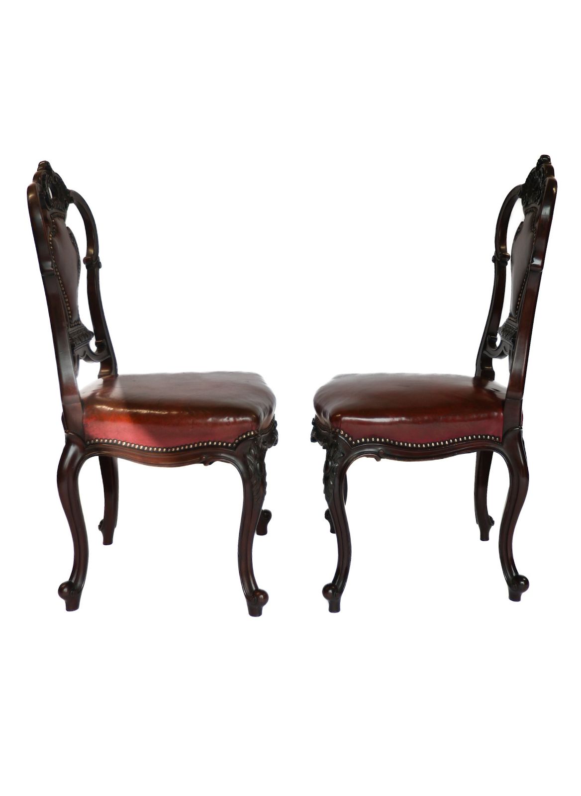 Pair Victorian Rosewood & Carved Side Chairs photo for sale
