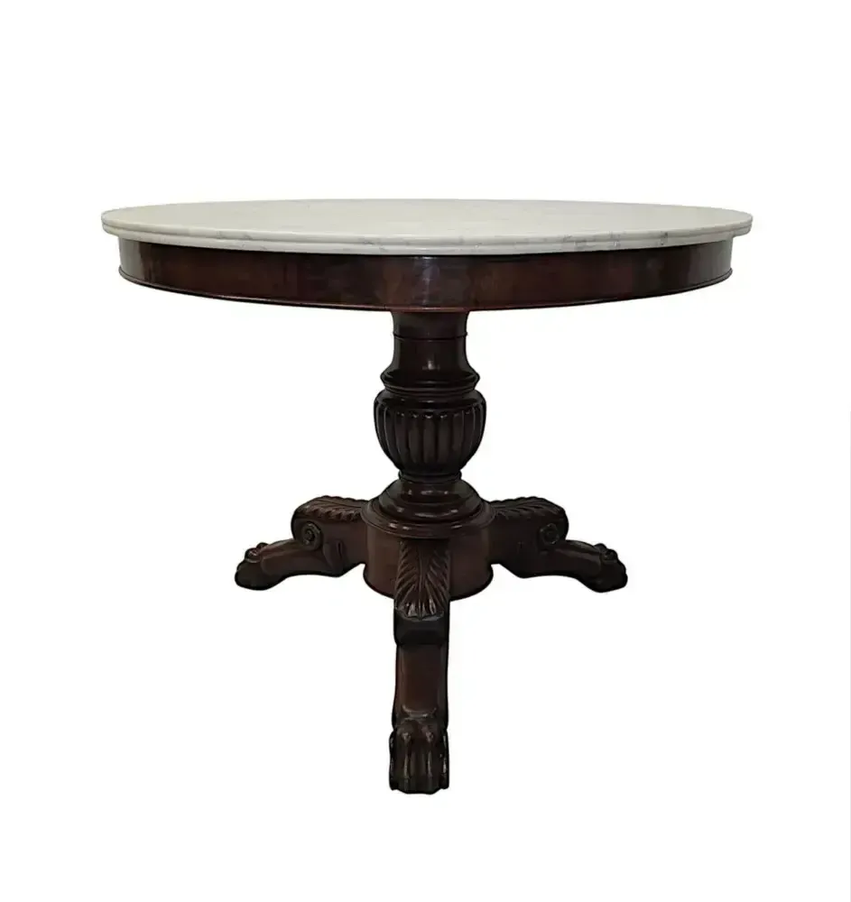 A Very Rare 19th Century Marble Top Mahogany Based Centre Table photo for sale