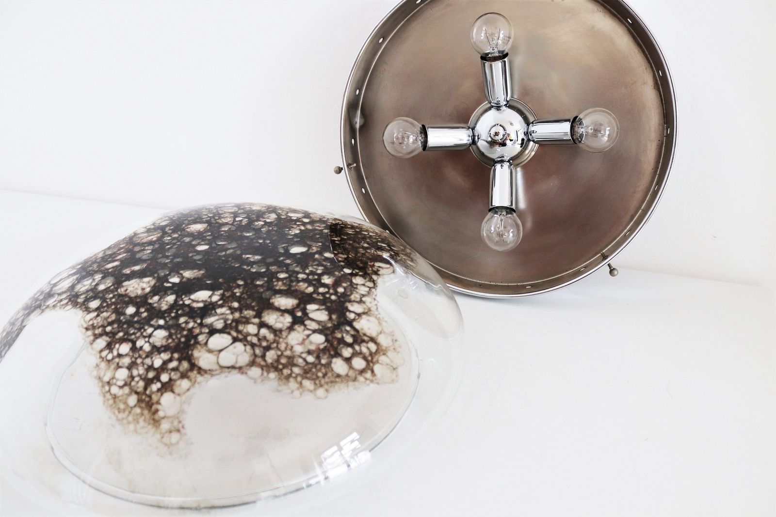 photo furniture Italian Murano Bubble Glass Flush Mount Ceiling Light By La Murrina, 1970s