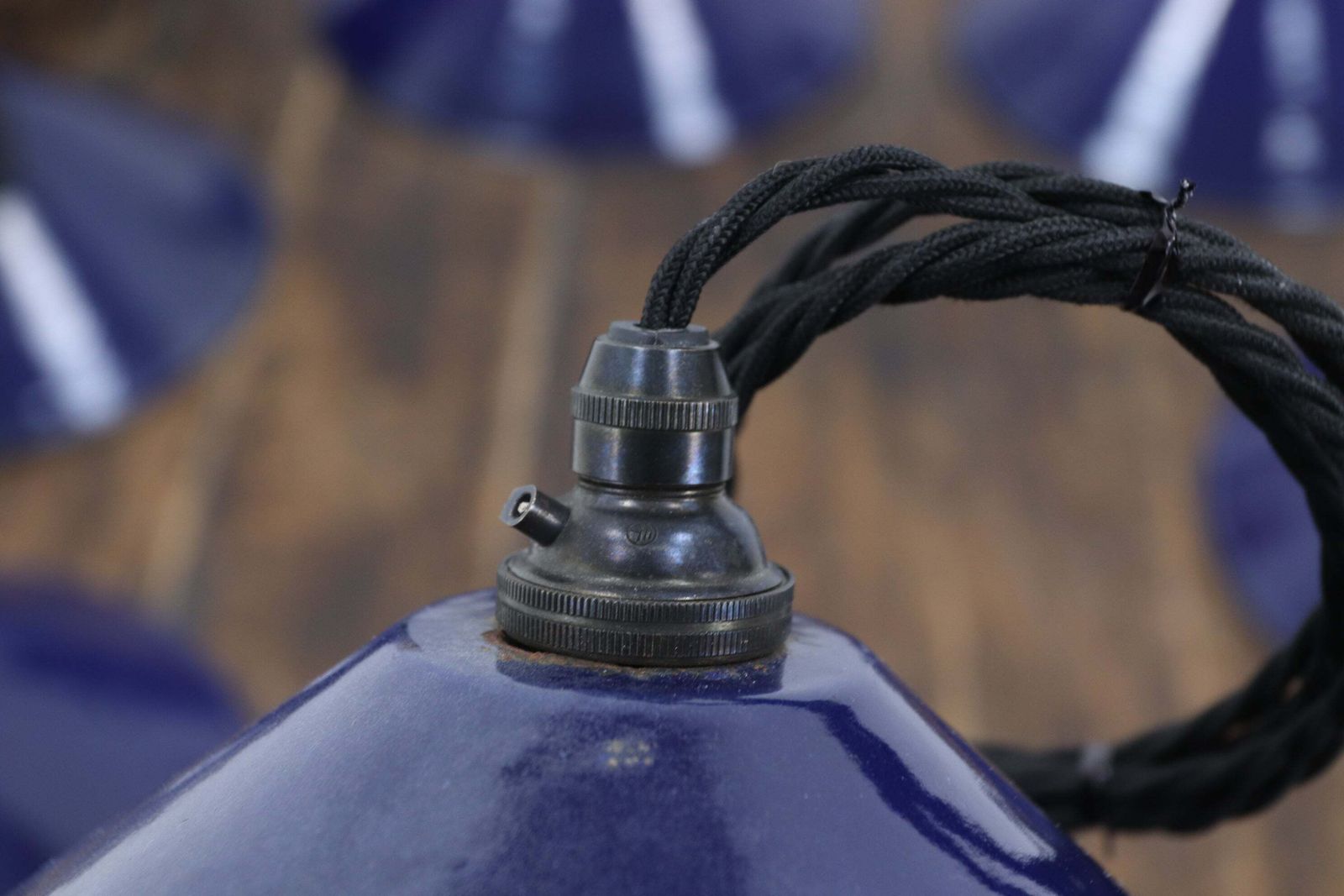 Early 20th Century French Dark Blue Coolie Lamps photo 95.0