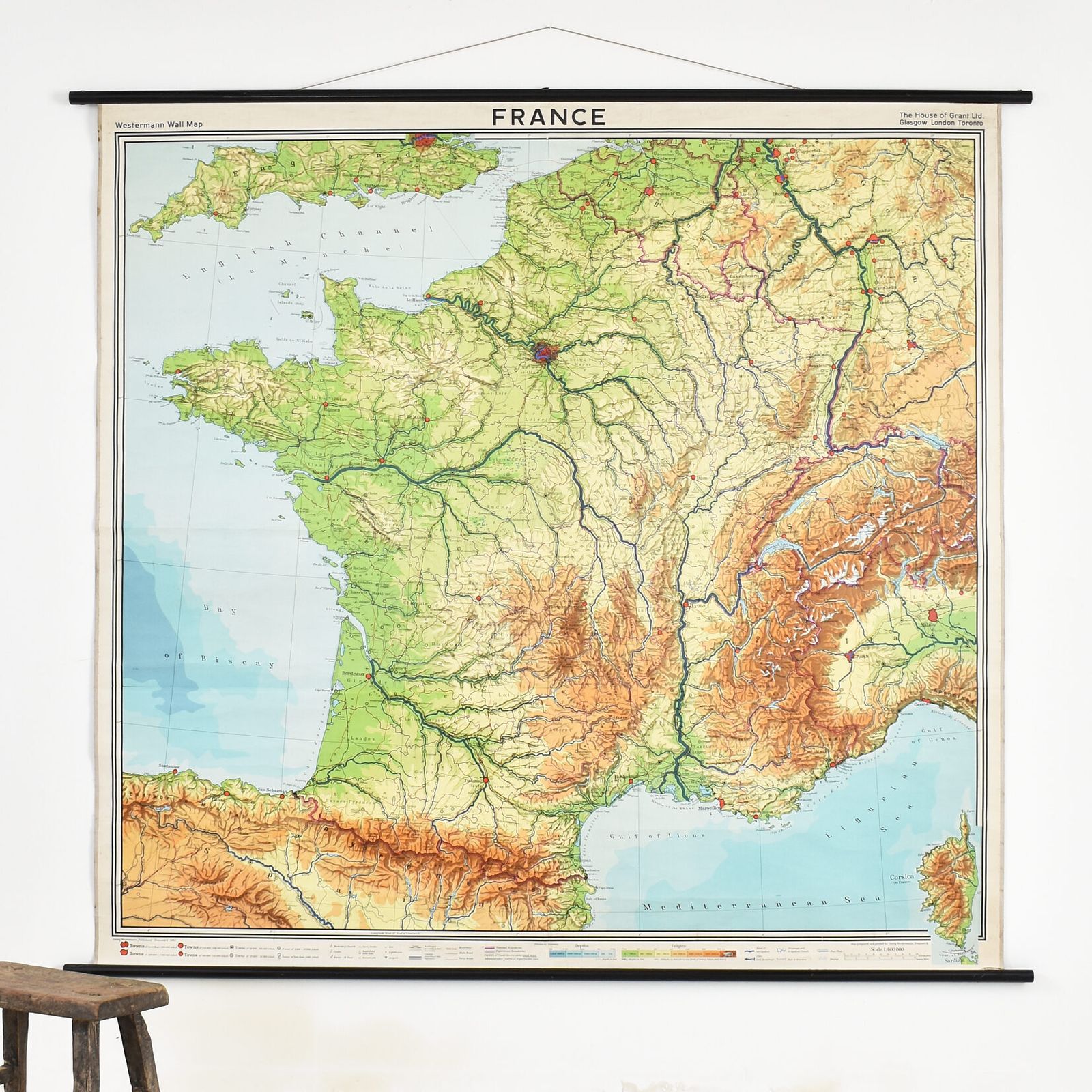 Large Antique French School France Map By Westermann photo Art