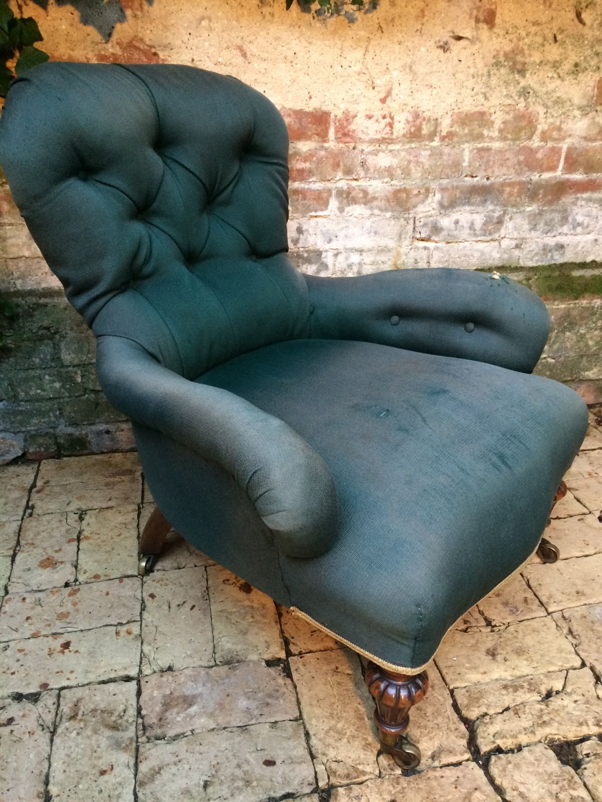Victorian Gillows Of Lancaster  Walnut Iron Back Armchair. Stamped.