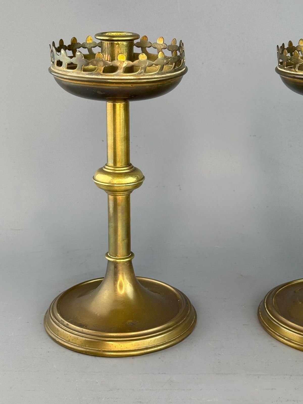 Pair Of Brass Candlesticks Of Gothic Design photo Home Decor