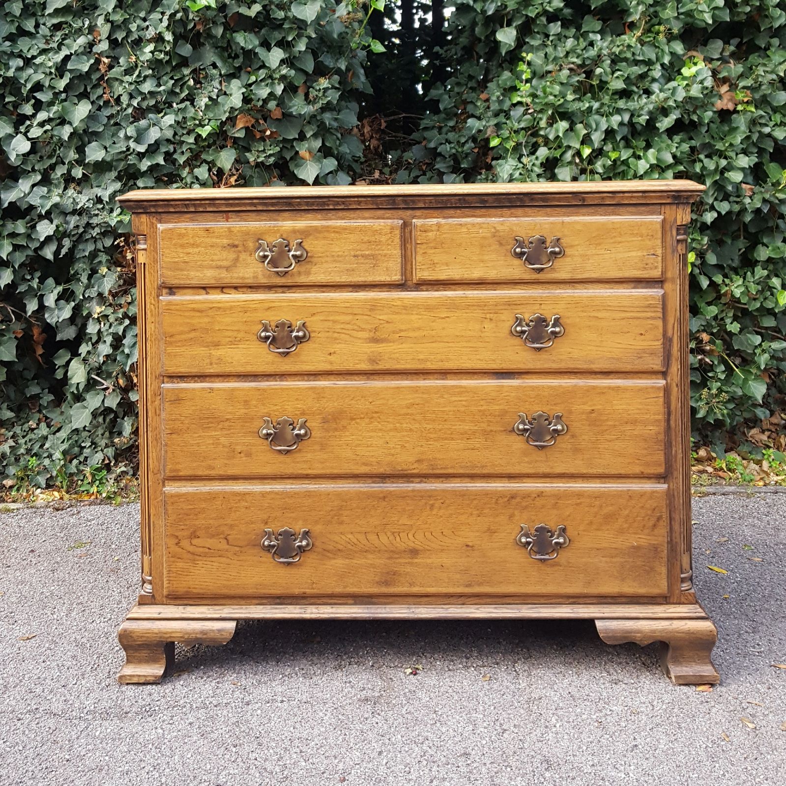 Antique Style Solid Oak Chest Of 5 Drawers photo 575.0