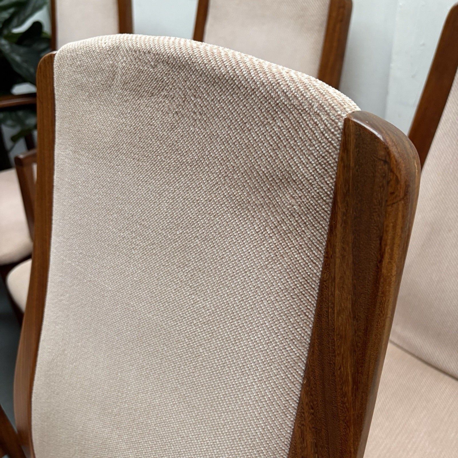 photo for sale Set Of 6 G Plan Fresco Teak Dining Chairs Original Dusky Pink Upholstery Covers