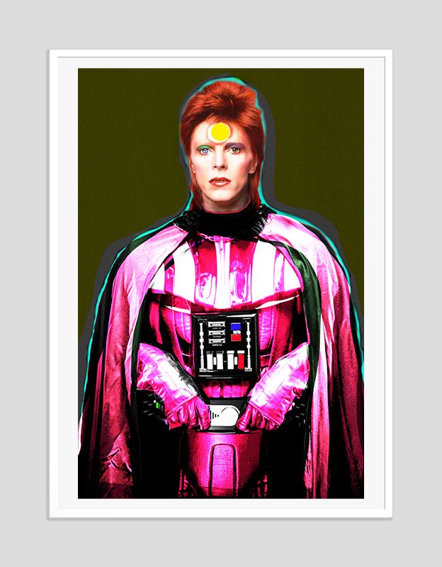 Batik 'Darth Ziggy Pink' Signed Limited Edition Print Framed In White photo furniture