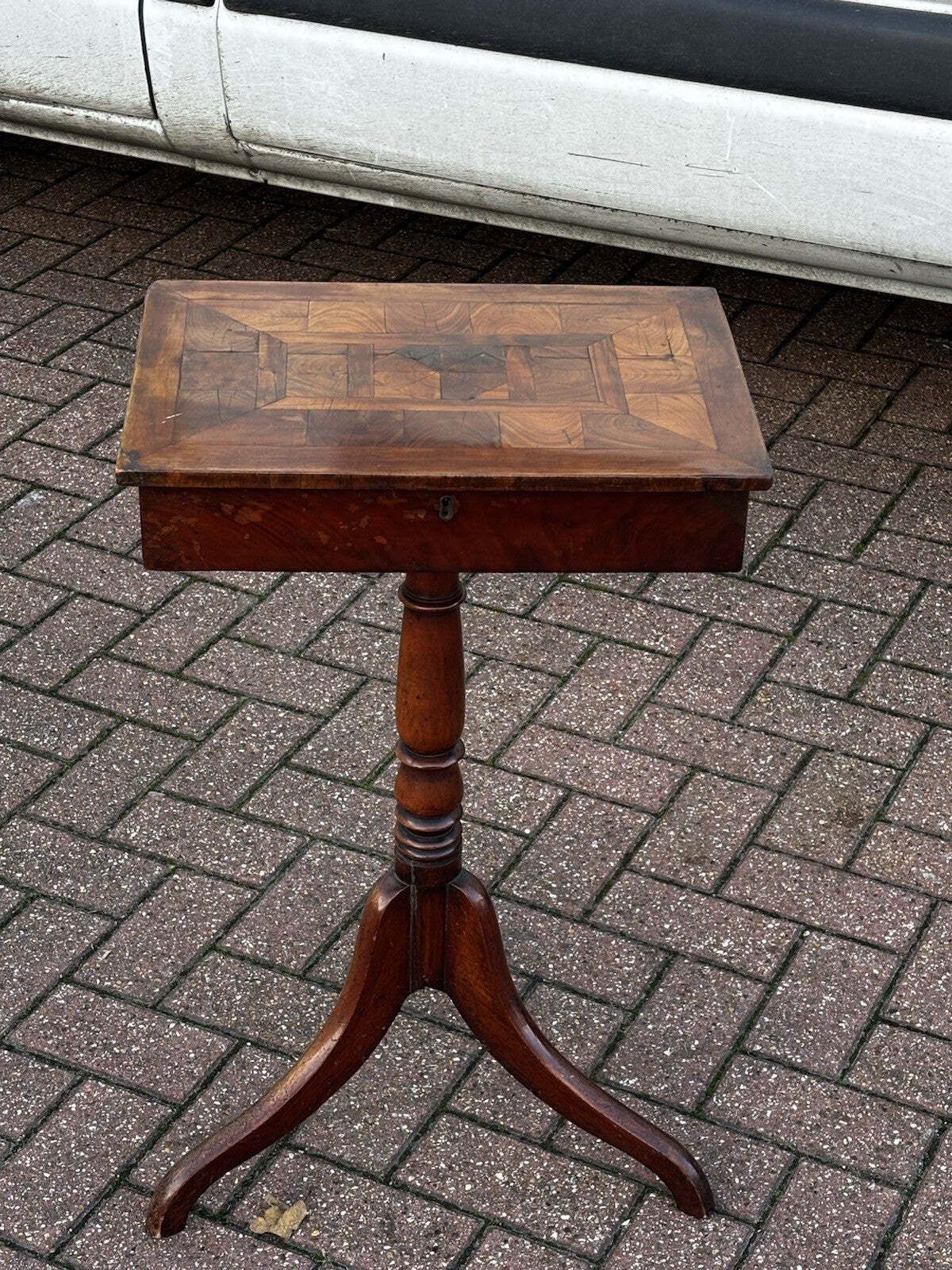 Oyster Veneer Lamp Table/Side Table With Drawer photo furniture
