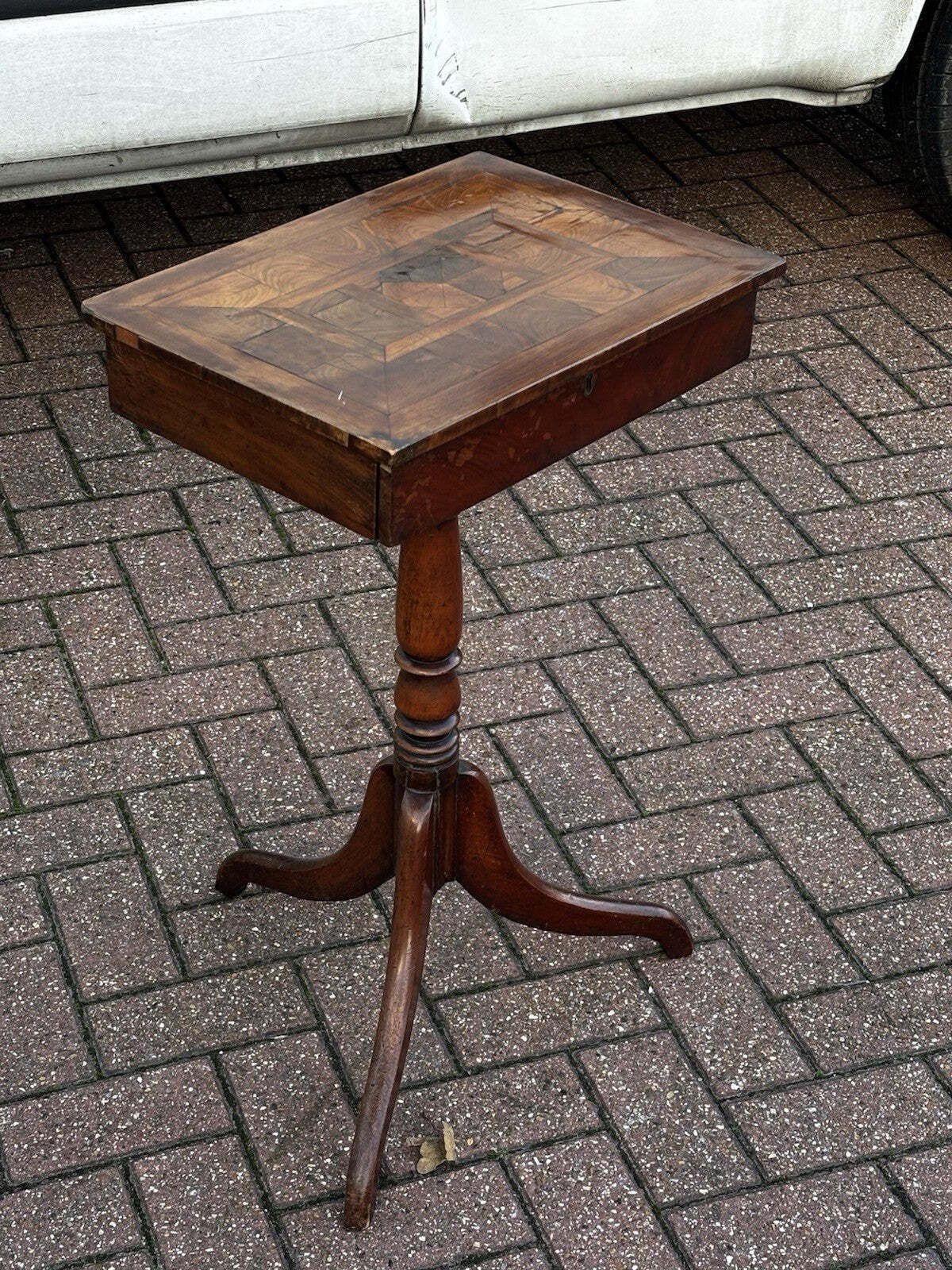 Oyster Veneer Lamp Table/Side Table With Drawer photo Furniture