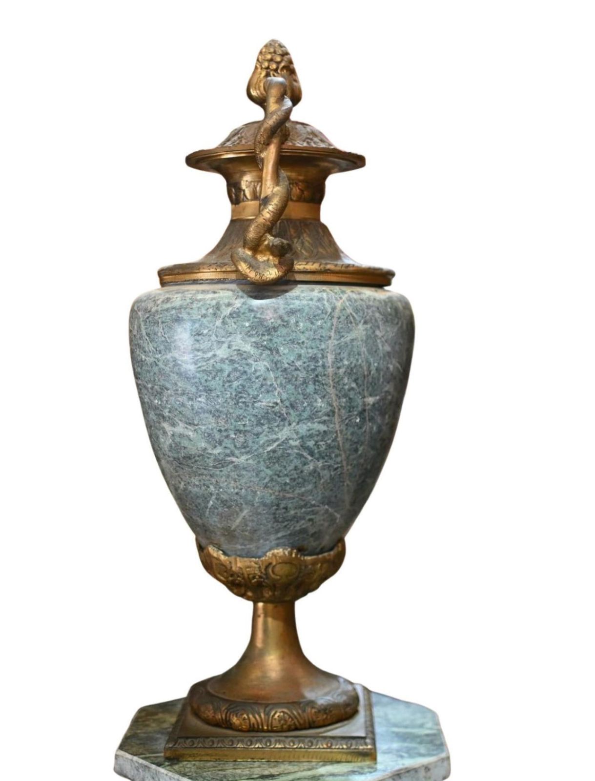 photo furniture Pair French Urns On Pedestal Stands Marble Neo Classical