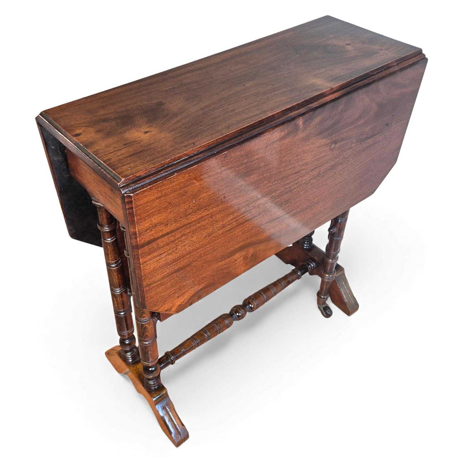 Furniture Victorian Mahogany Sutherland Table – Two Tier Drop Leaf Tea Table – Antique Side Table photo