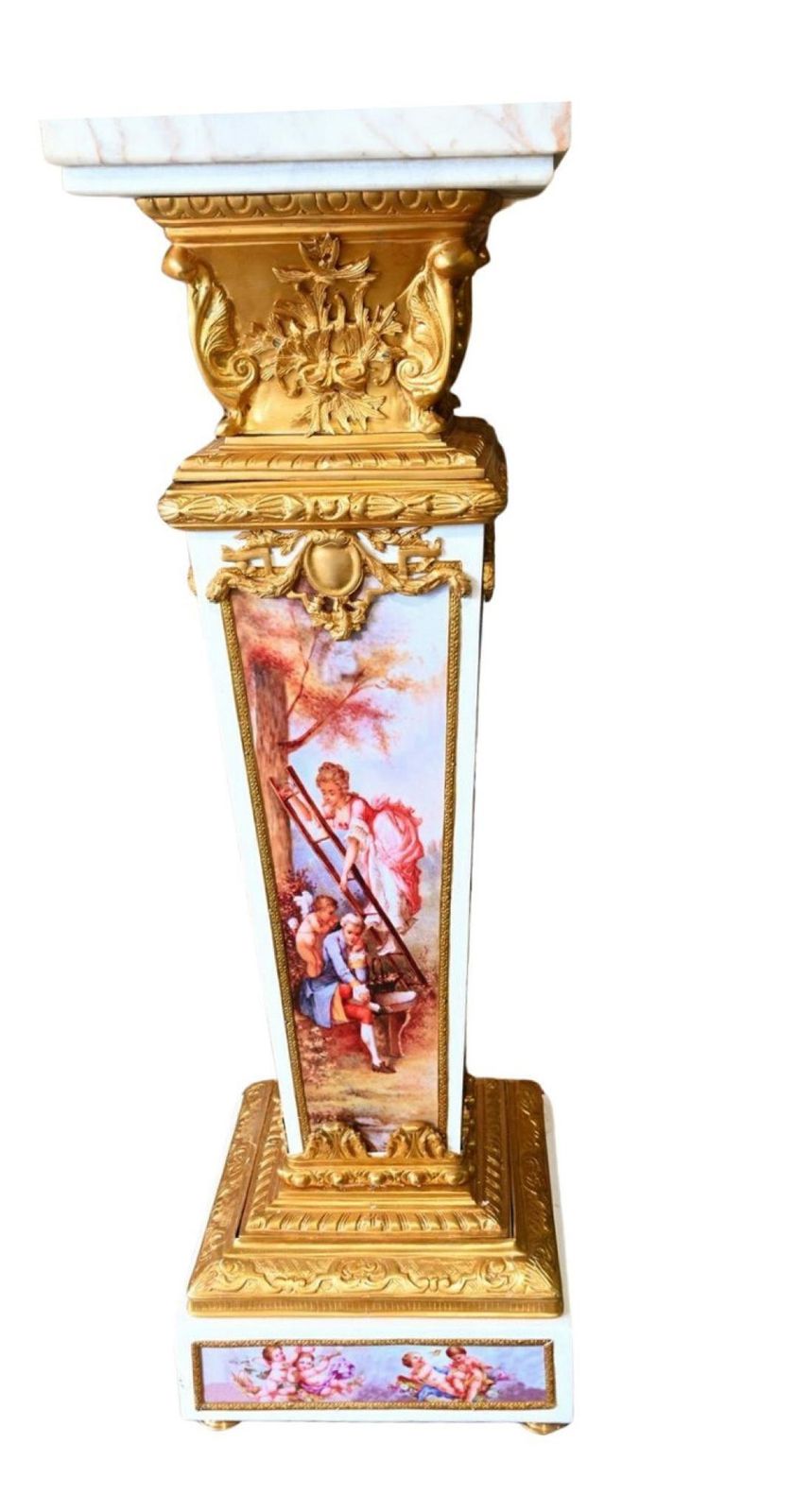 Pair Of Sevres Style Porcelain Gilt Bronze Pedestals Louis XVI Reviva photo furniture